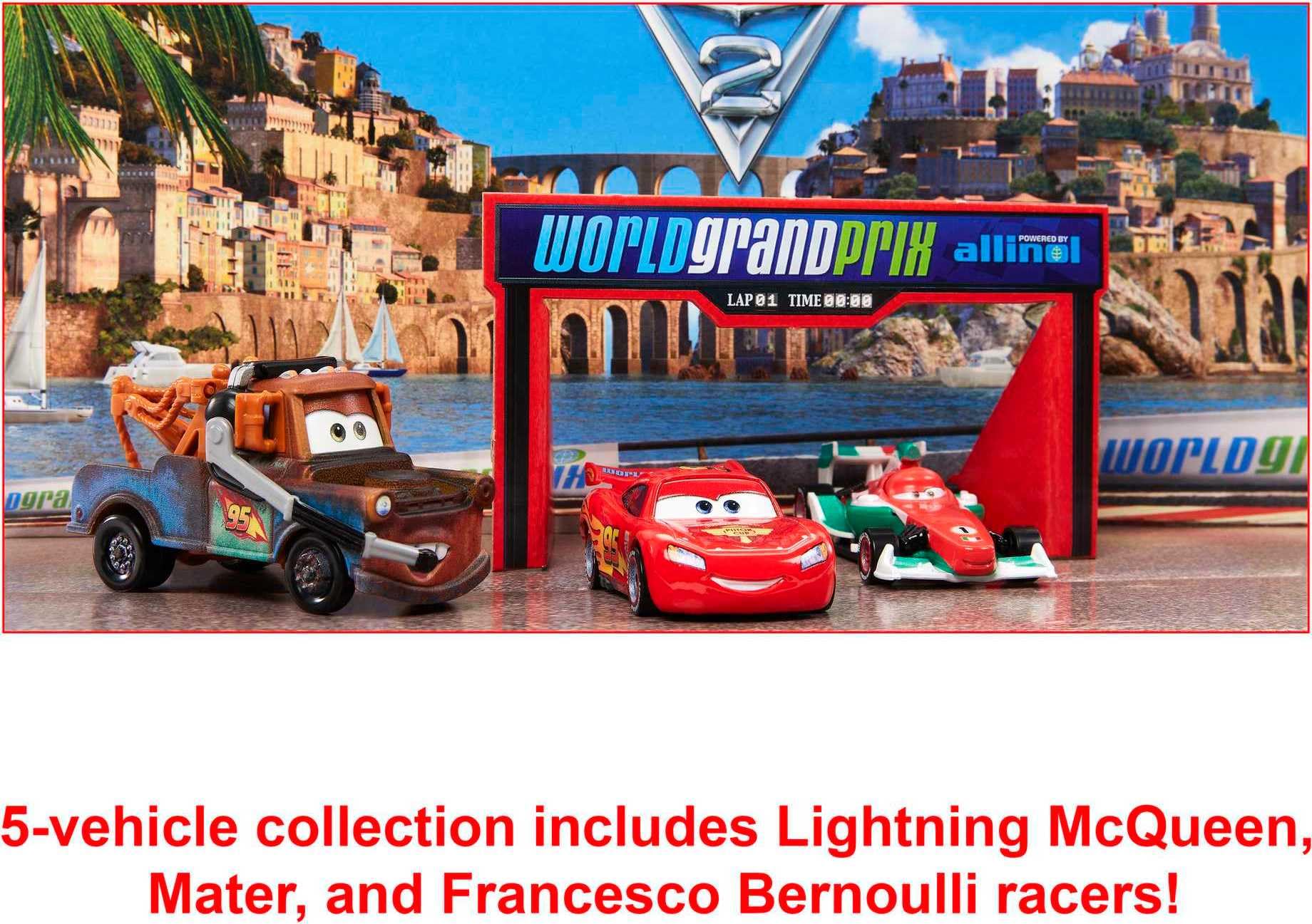 Mattel Cars 2 Lightning McQueen diecast in action-ready pose for dynamic play