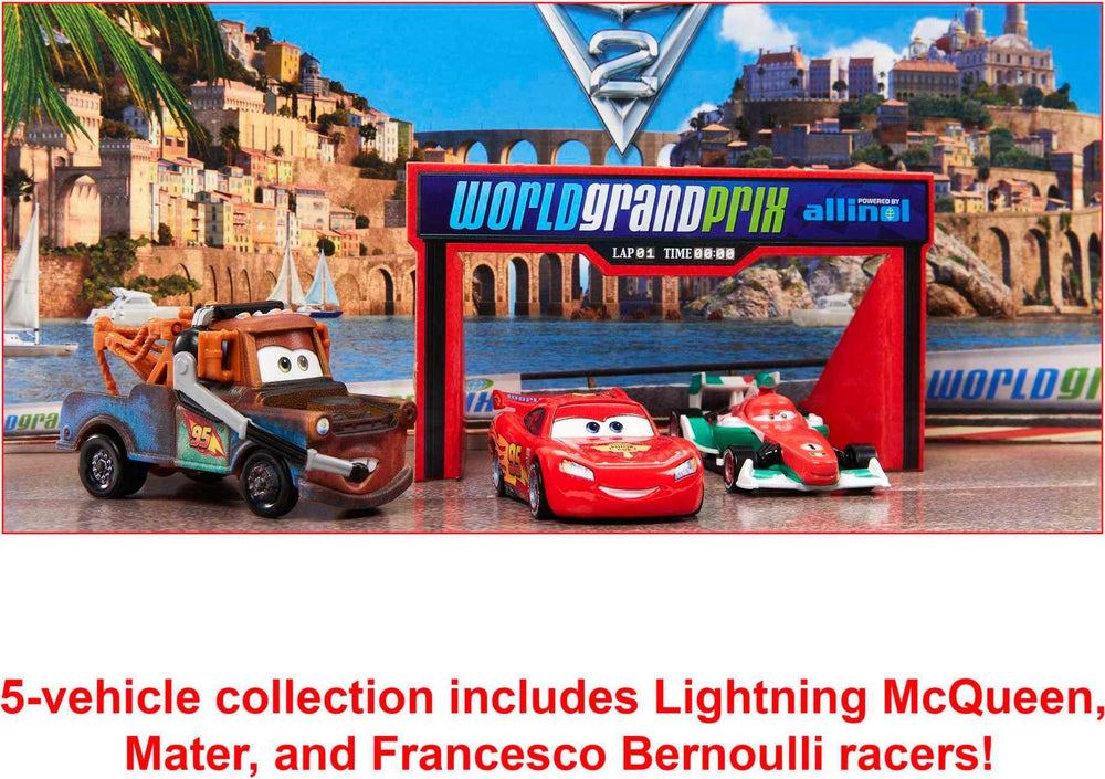 Mattel Cars 2 Lightning McQueen diecast in action-ready pose for dynamic play