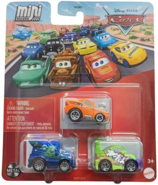 Mattel Cars 3 Mini Racers DJ, Snot Rod, and Wingo ready for imaginative play and display