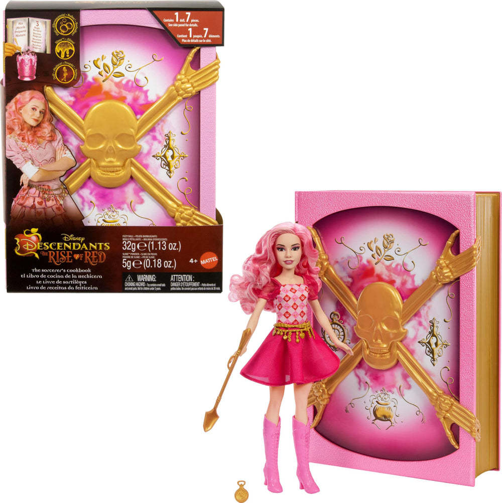 Mattel Disney Descendants Sorcerer's Cookbook cauldron activates fizz and color-change magic.