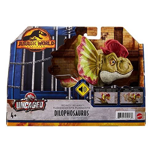Mattel Jurassic World Dilophosaurus figure showcases dynamic action for imaginative adventures.