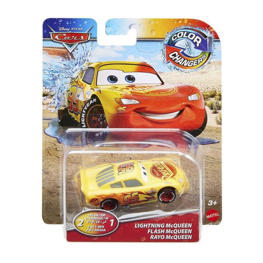 Mattel Disney Cars Color Changer Cruisin' McQueen performs water-triggered color change for play and display.