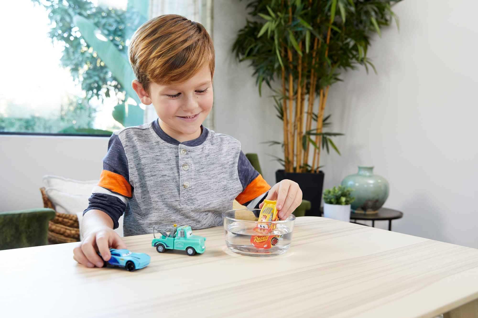 Color-changing toy car with warm water creates imaginative play.