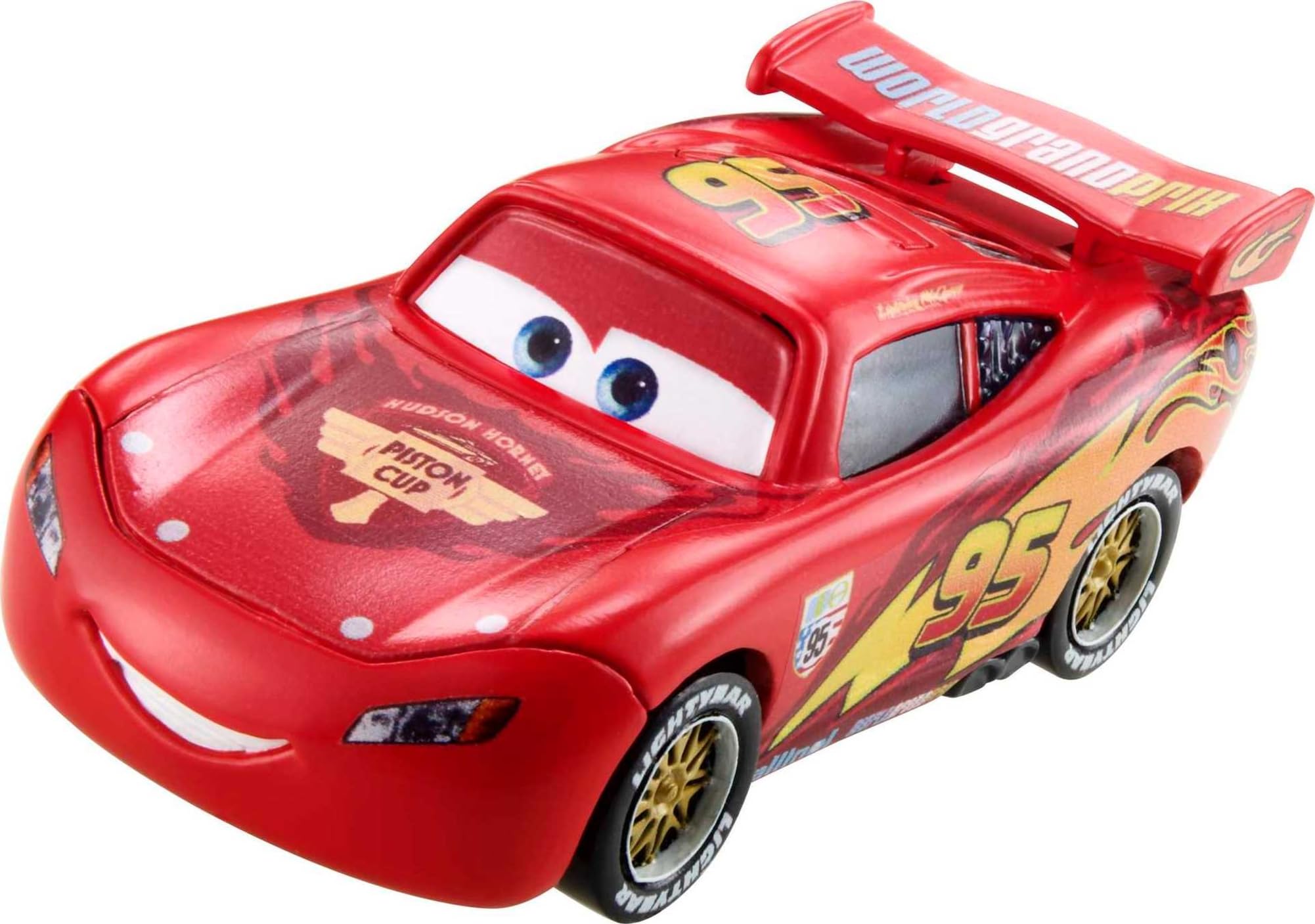 Mattel Lightning McQueen rear view showing authentic movie-inspired styling.