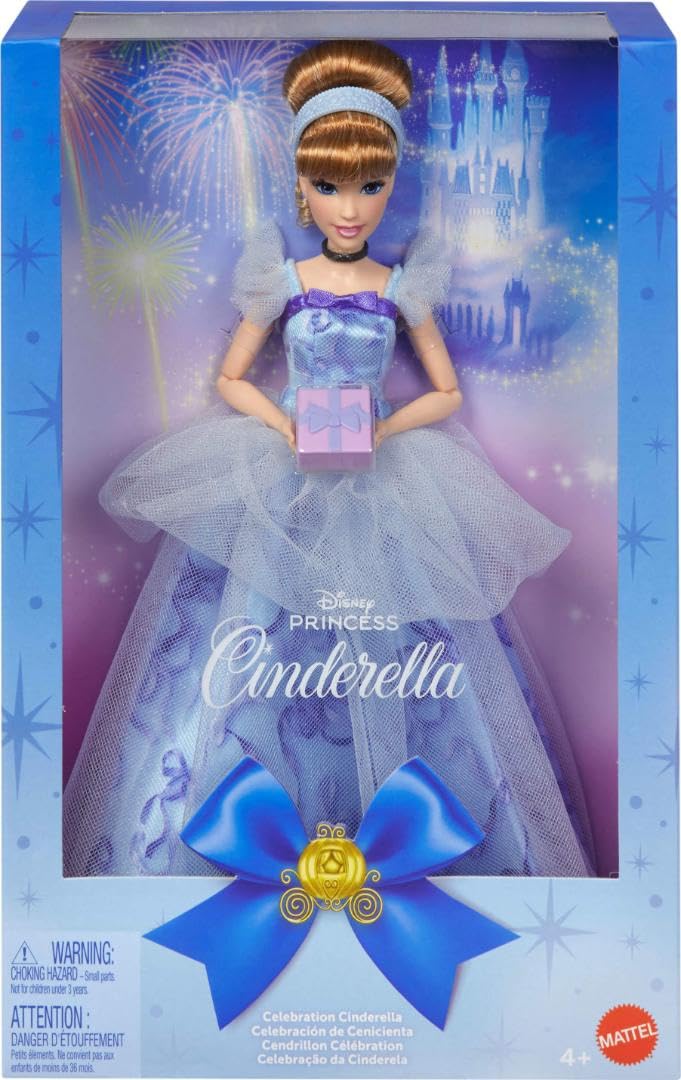 Mattel Disney Princess Cinderella birthday doll displaying a festive gown for gift moments.