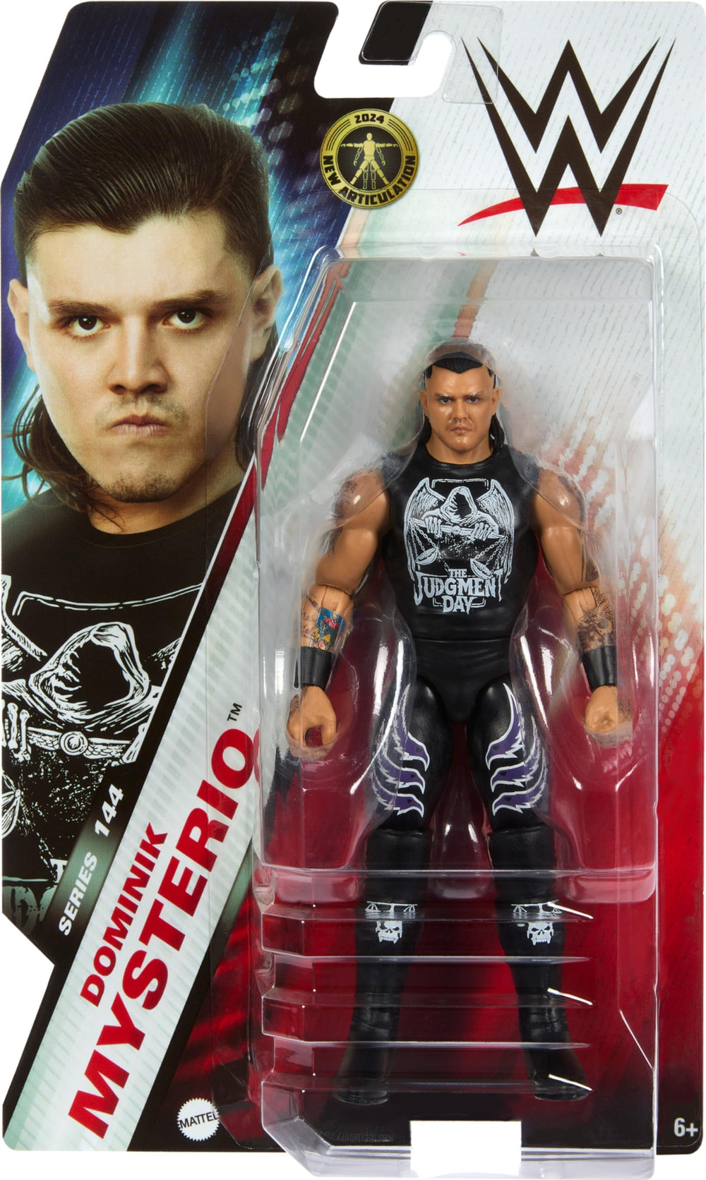 Dominik Mysterio TrueFX face detail delivers lifelike expression for collectors.