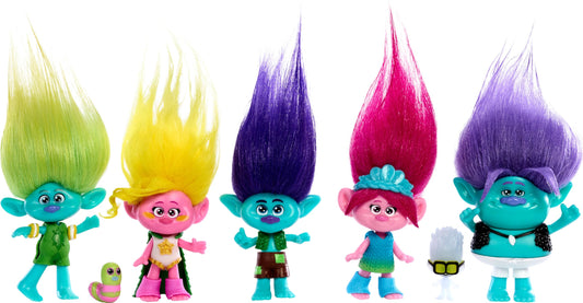Mattel DreamWorks Trolls Band Together Best Friends Pack image showing seven figures for imaginative play.