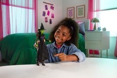 Mattel Elphaba doll features braided hair for dynamic styling and posing.