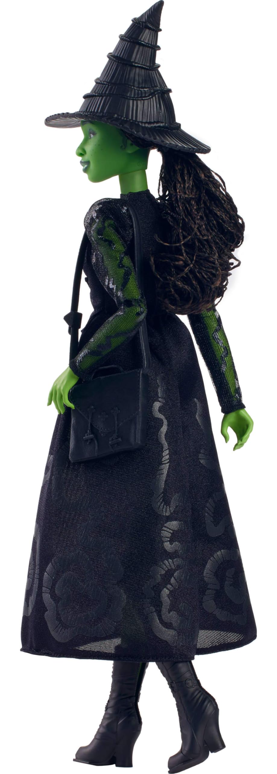 Mattel Elphaba doll offers full poseability for expressive action poses.