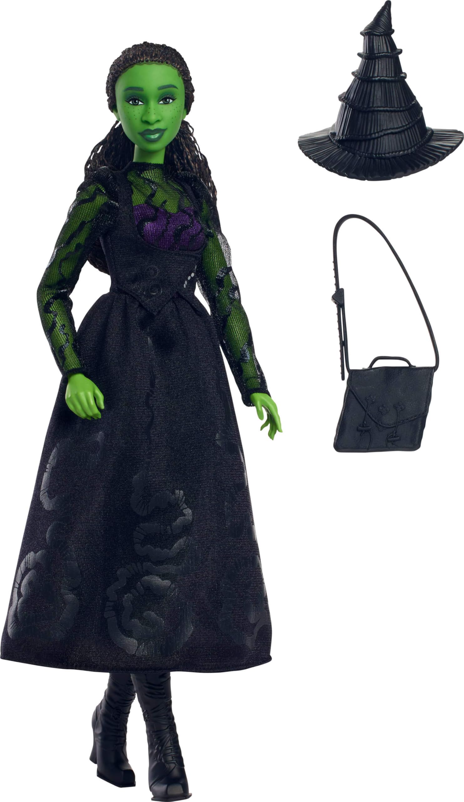 Mattel Elphaba doll includes school bag for story-driven adventures.