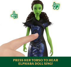 Mattel Elphaba long braided hair enhances authentic movie-inspired styling.