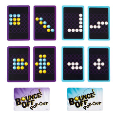 Mattel Games Bounce-Off Pop-Out captures ball-toss action as players chase patterns in rapid rounds.