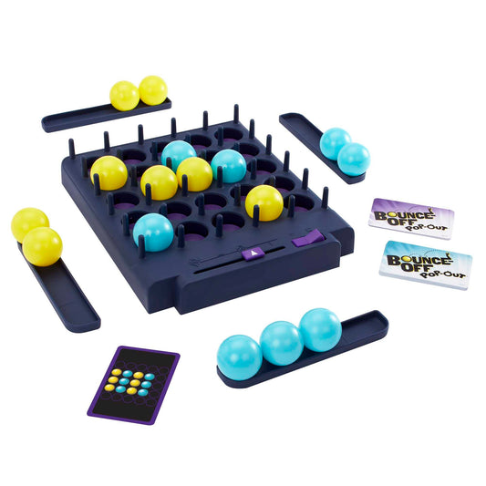 Mattel Games Bounce-Off Pop-Out features a timer and challenge cards fueling quick, competitive play.