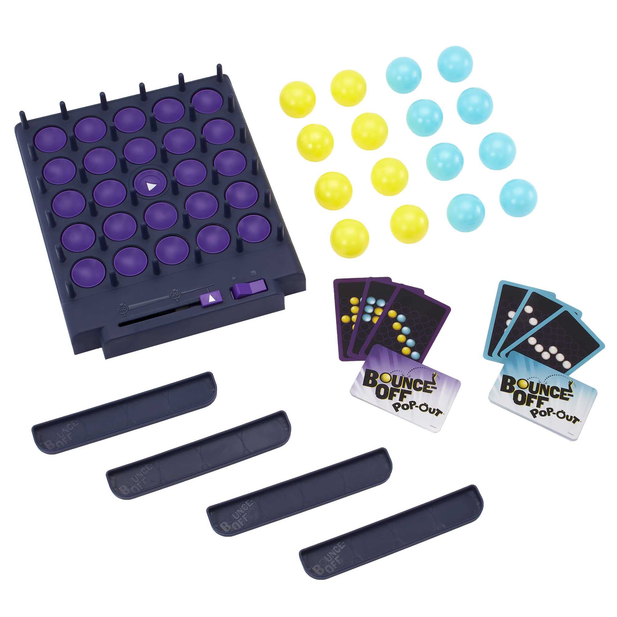 Mattel Games Bounce-Off Pop-Out highlights no-battery setup for easy, plug-free fun.