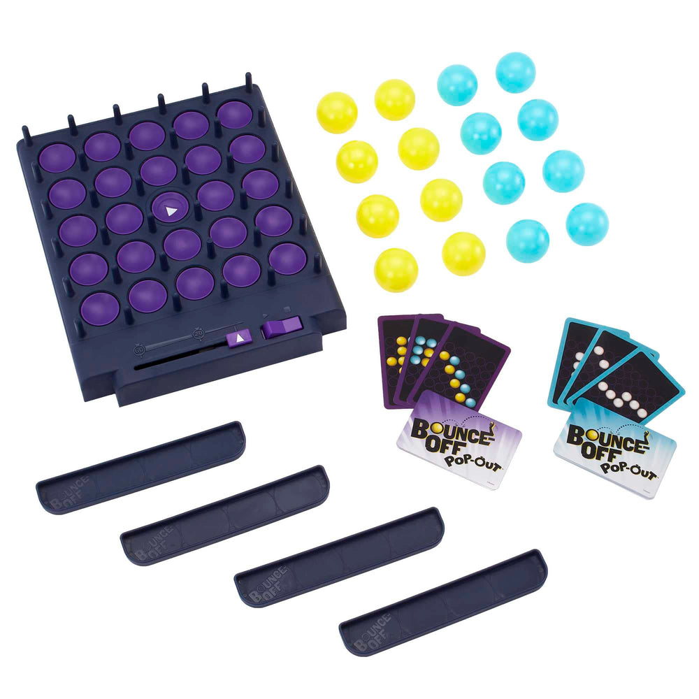 Mattel Games Bounce-Off Pop-Out highlights no-battery setup for easy, plug-free fun.