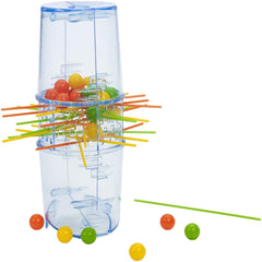 Mattel Games Kerplunk marbles on the tube ready to drop.