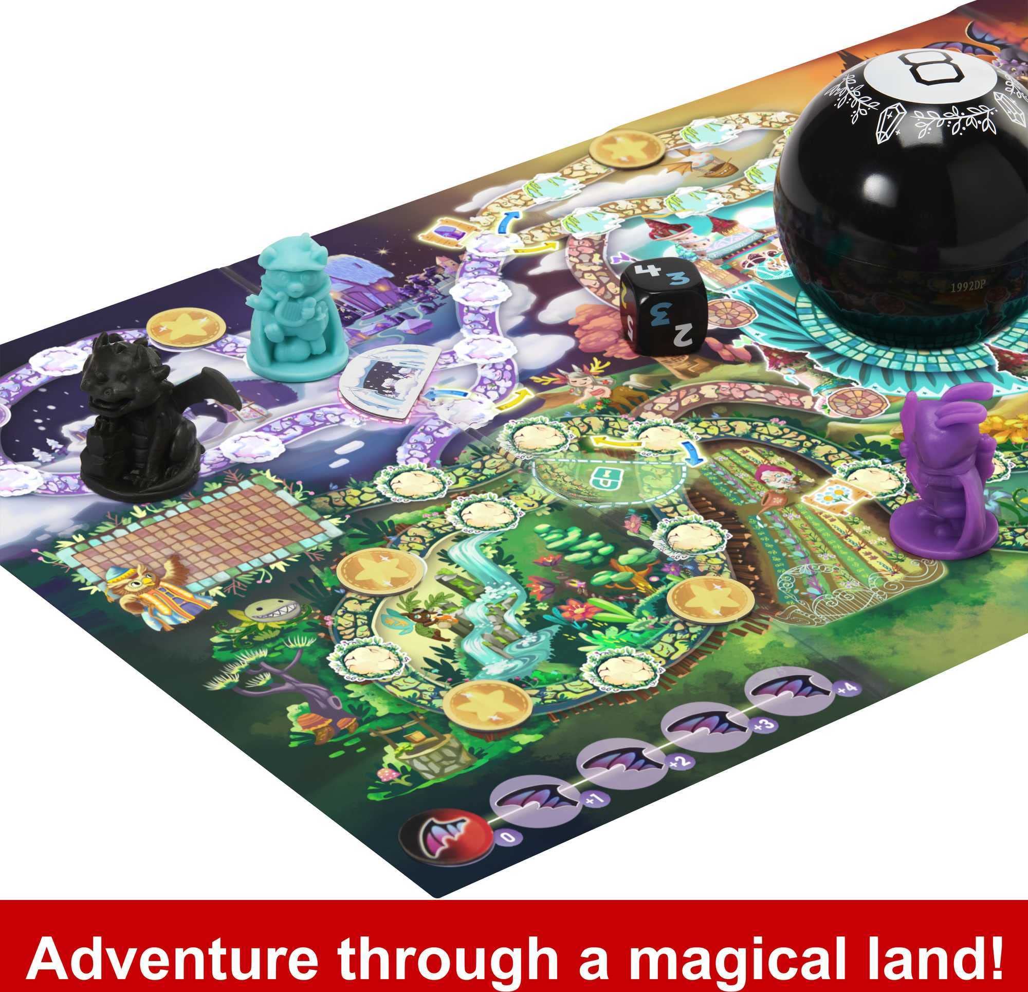 Crystal tokens on the Mattel Games Magic 8 Ball Magical Encounters board