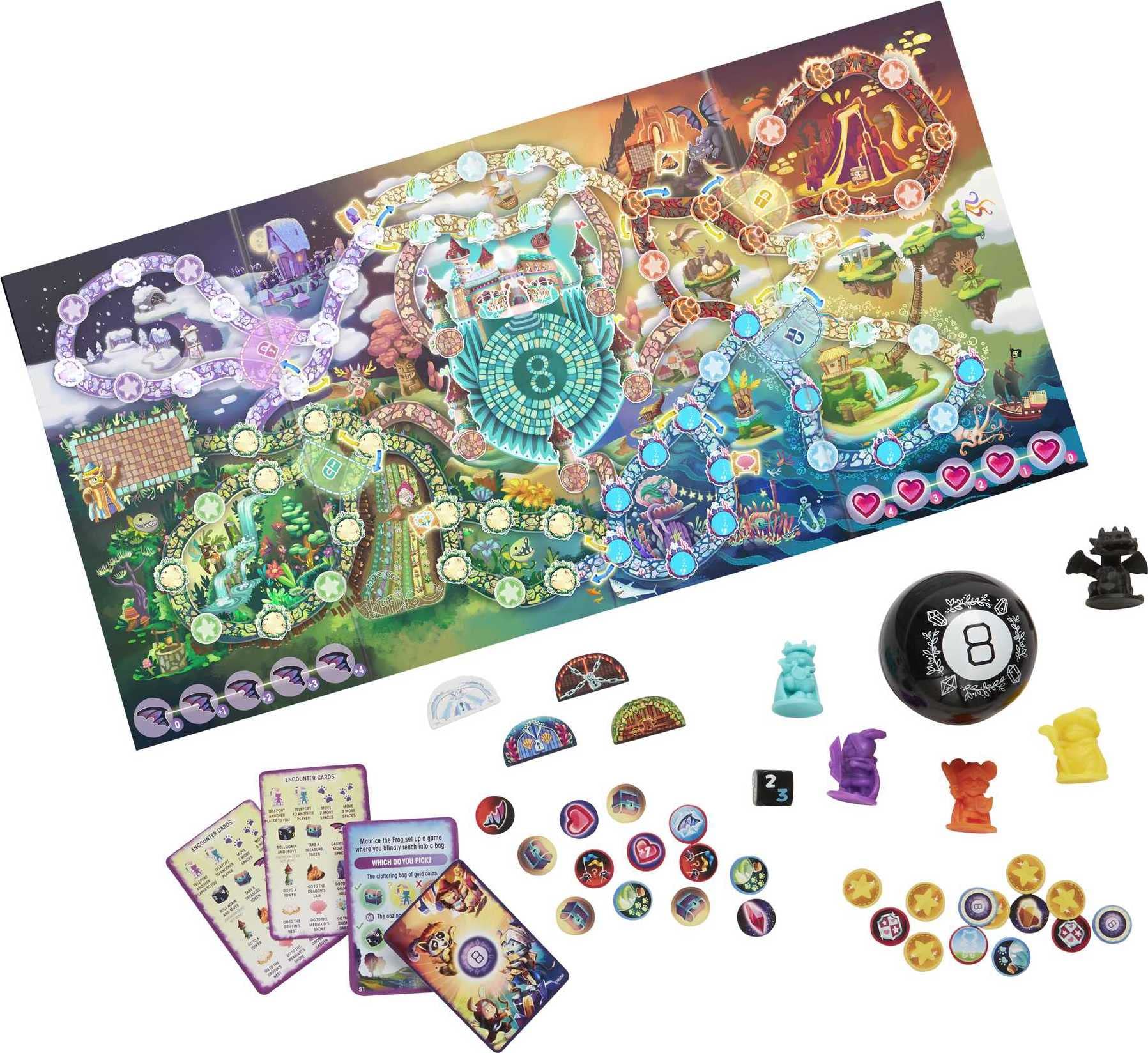 Family-friendly setup for Mattel Games Magic 8 Ball Magical Encounters