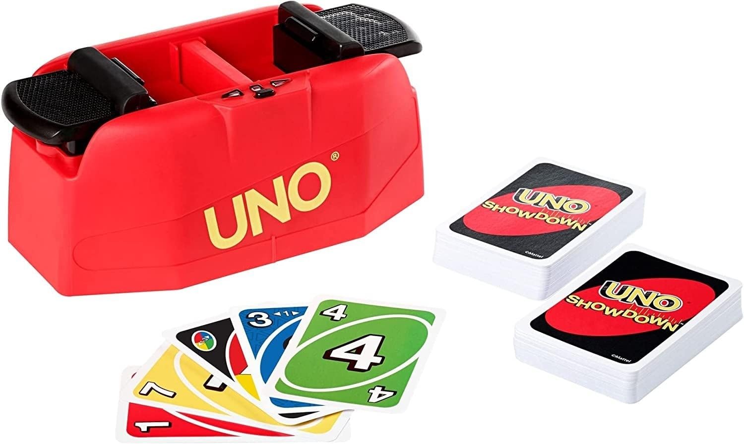 Mattel Games Uno Showdown showdown unit signals fast play and excitement.