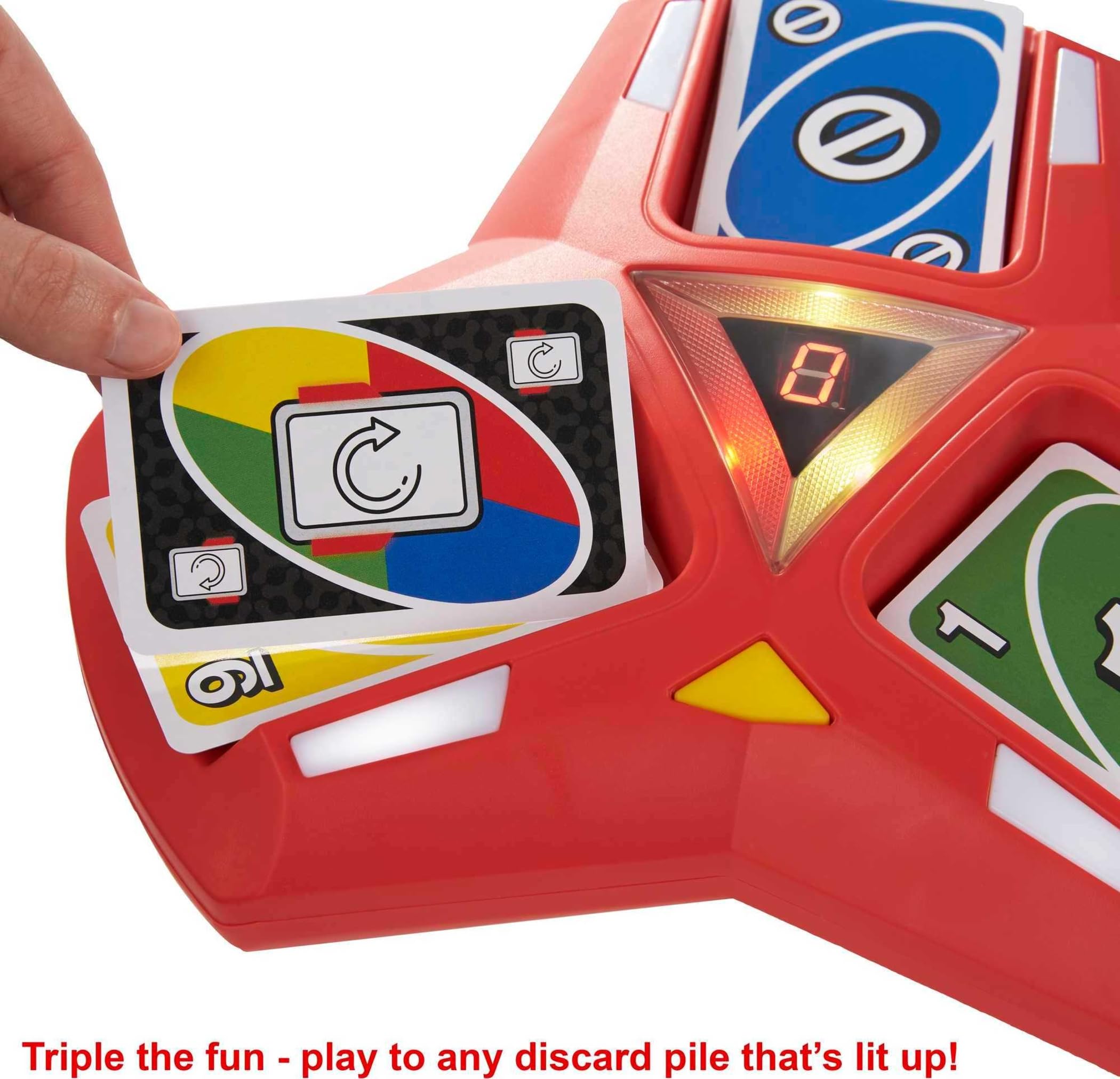 UNO Triple Play arcade-style sounds heighten excitement during turns