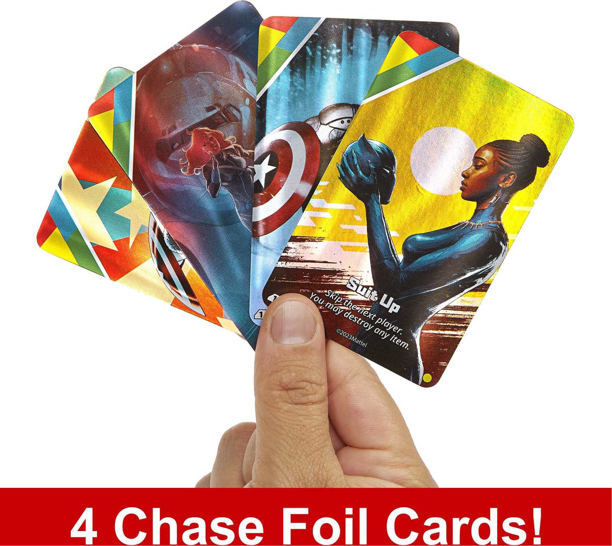 Mattel Games UNO Ultimate Marvel Black Panther deck adding strategic play and stealth.