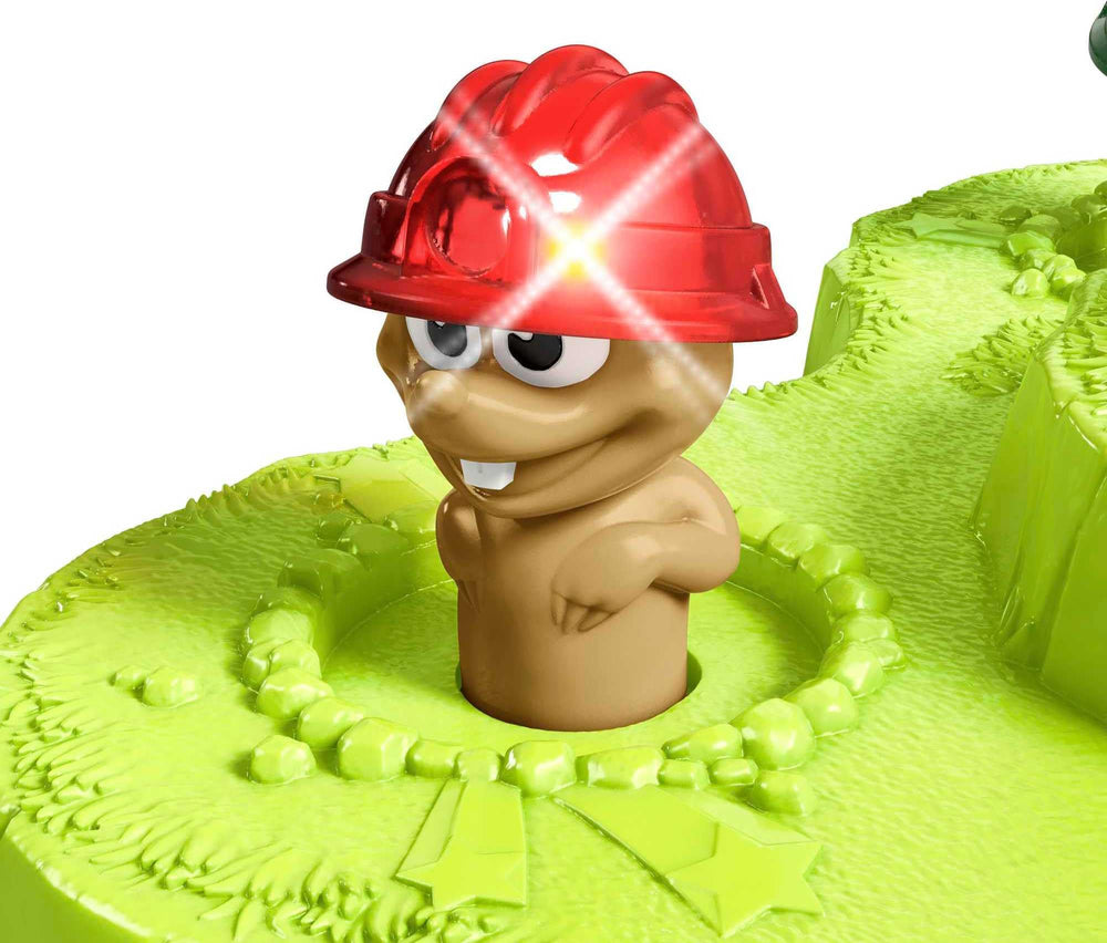 Mattel Games WHAC-A-MOLE two-player mode encourages friendly competition.