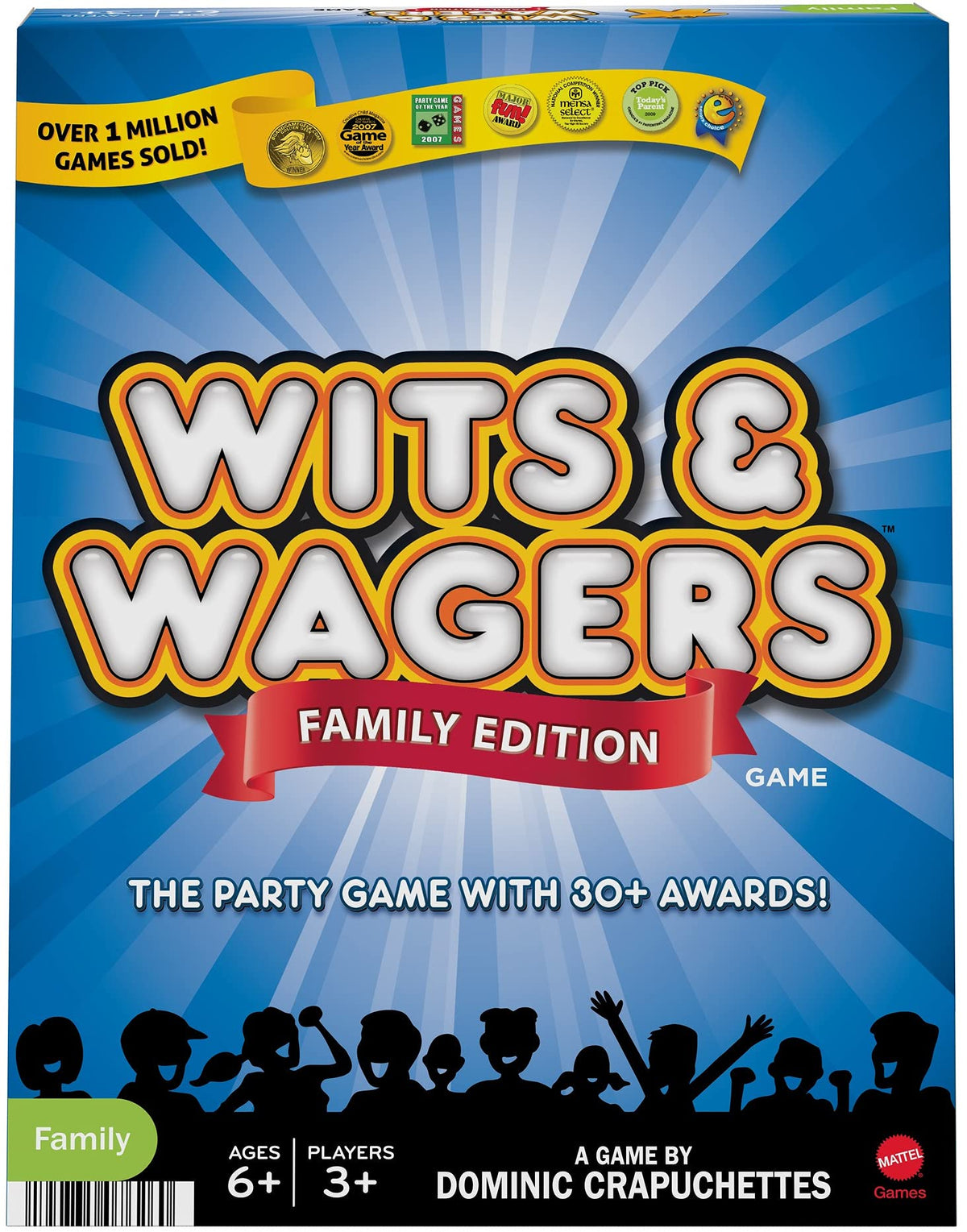 Mattel Games Wits & Wagers Family Edition game play setup for fast family fun.