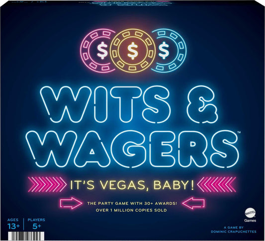 Mattel Games Wits & Wagers Vegas Edition game board showing betting zones for lively play