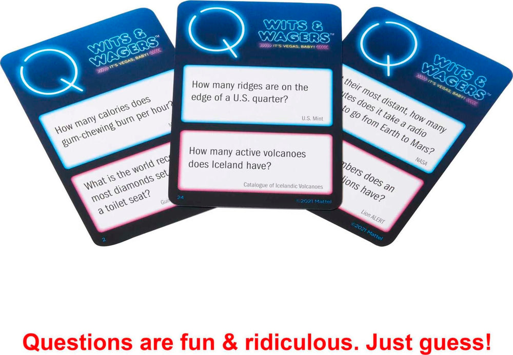Mattel Games Wits & Wagers Vegas Edition markers for easy writing and erasing