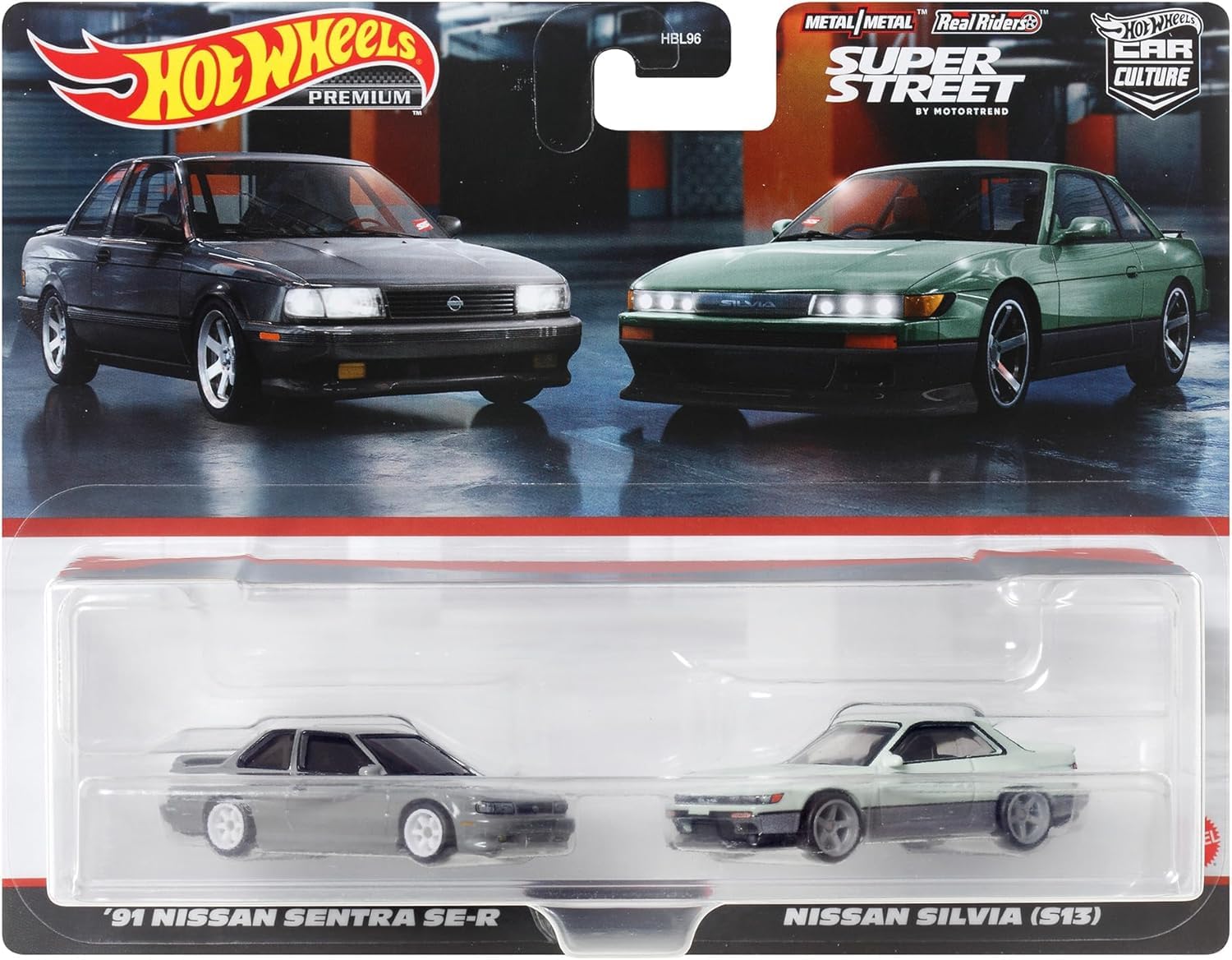 Mattel Hot Wheels HYF04 Sentra SE-R rear view highlights sporty two-door silhouette.