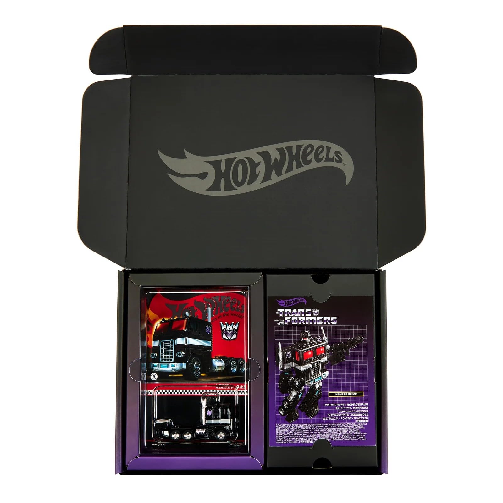 Mattel Hot Wheels Nemesis Prime with attachable hands for dynamic poseability.