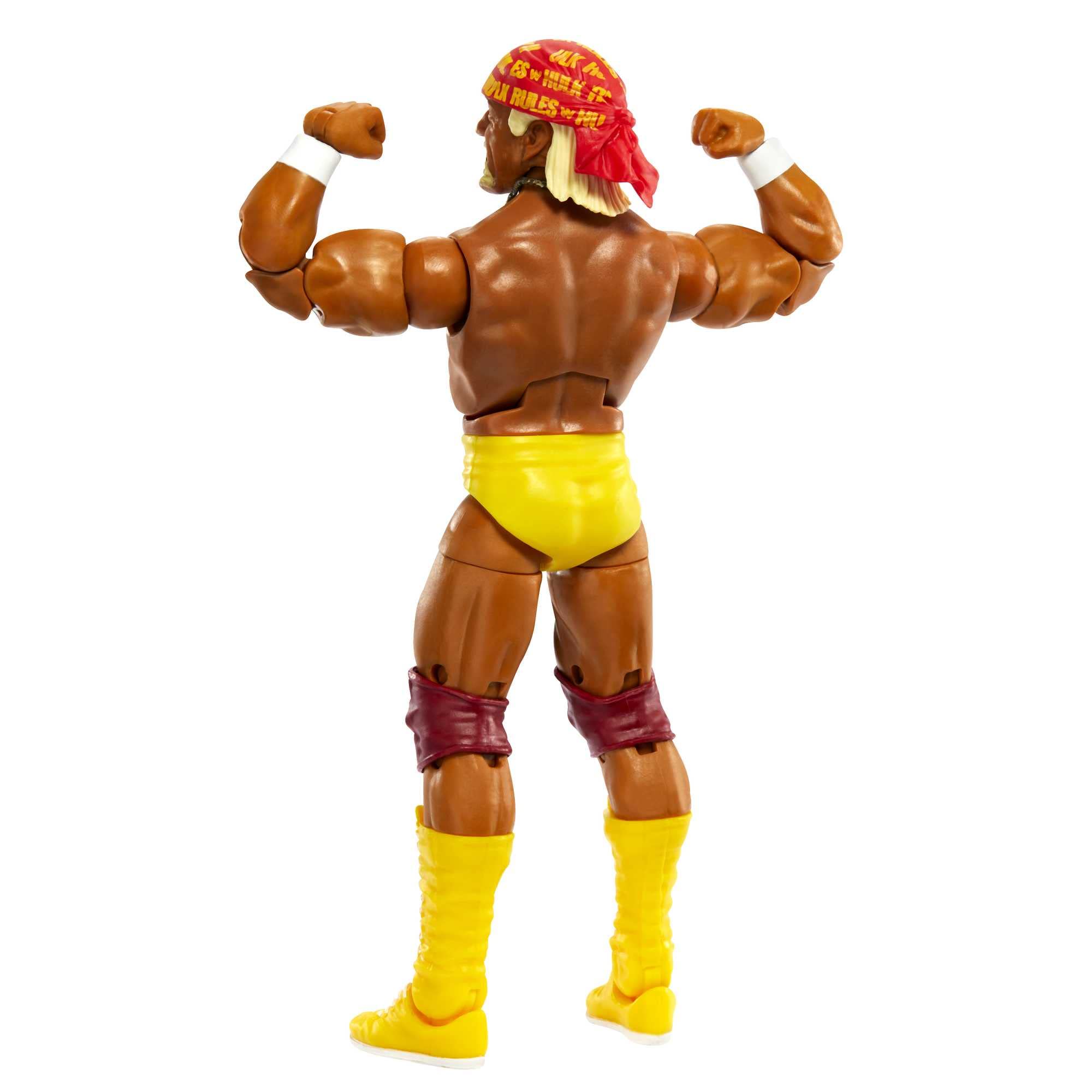 Mattel Hulk Hogan Elite figure display-ready with included stand options.