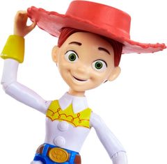 Mattel Jessie Toy Story figure showing hat and cowgirl outfit for authentic styling.