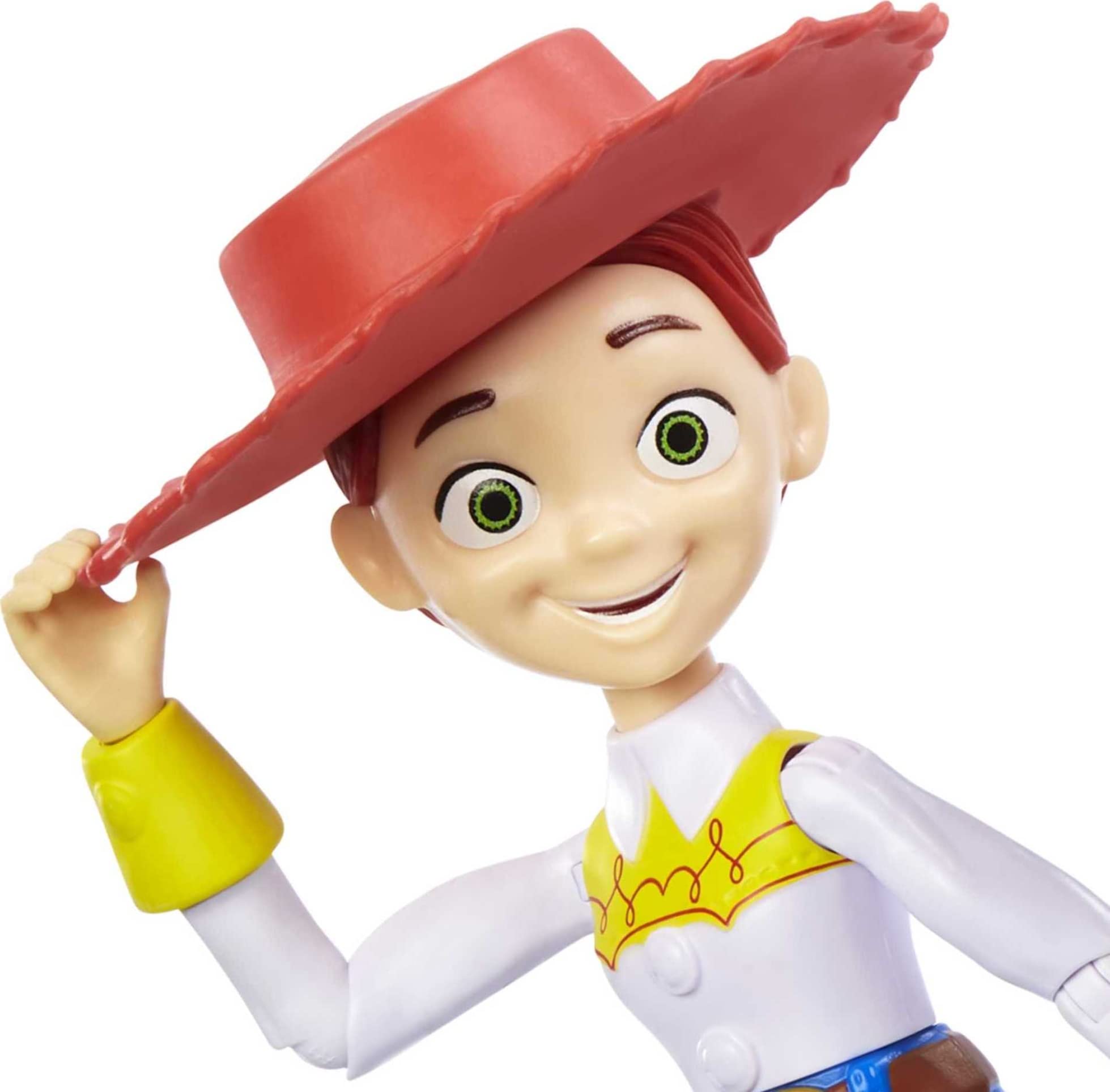 Mattel Jessie Toy Story figure with movable joints for dynamic poses and action reenactments.