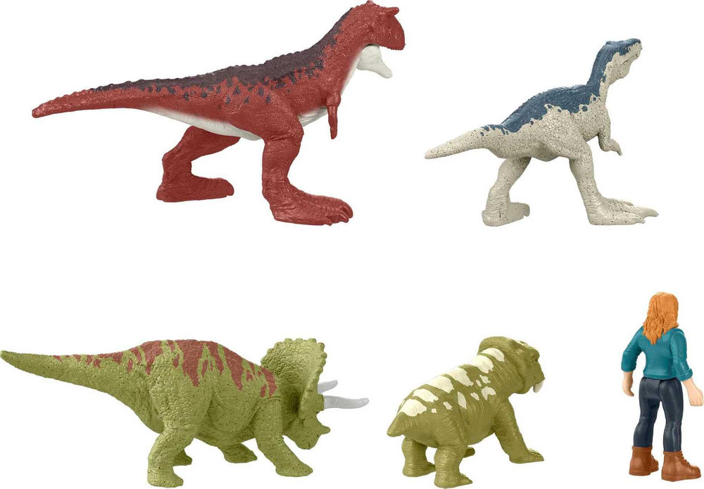 Mattel Jurassic World Dominion Carnotaurus Clash Pack human figure for roleplay adventures.