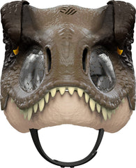 Mattel Jurassic World Chomp N Roar mask with open mouth roaring feature.