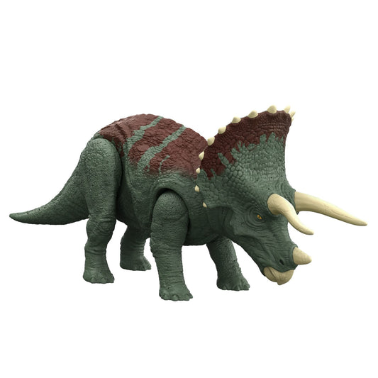 Mattel Jurassic World Dominion Roar Strikers Triceratops roars for dynamic play