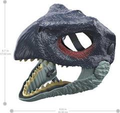Mattel Jurassic World Dominion Therizinosaurus mask highlights realistic teeth for thrilling role-play.