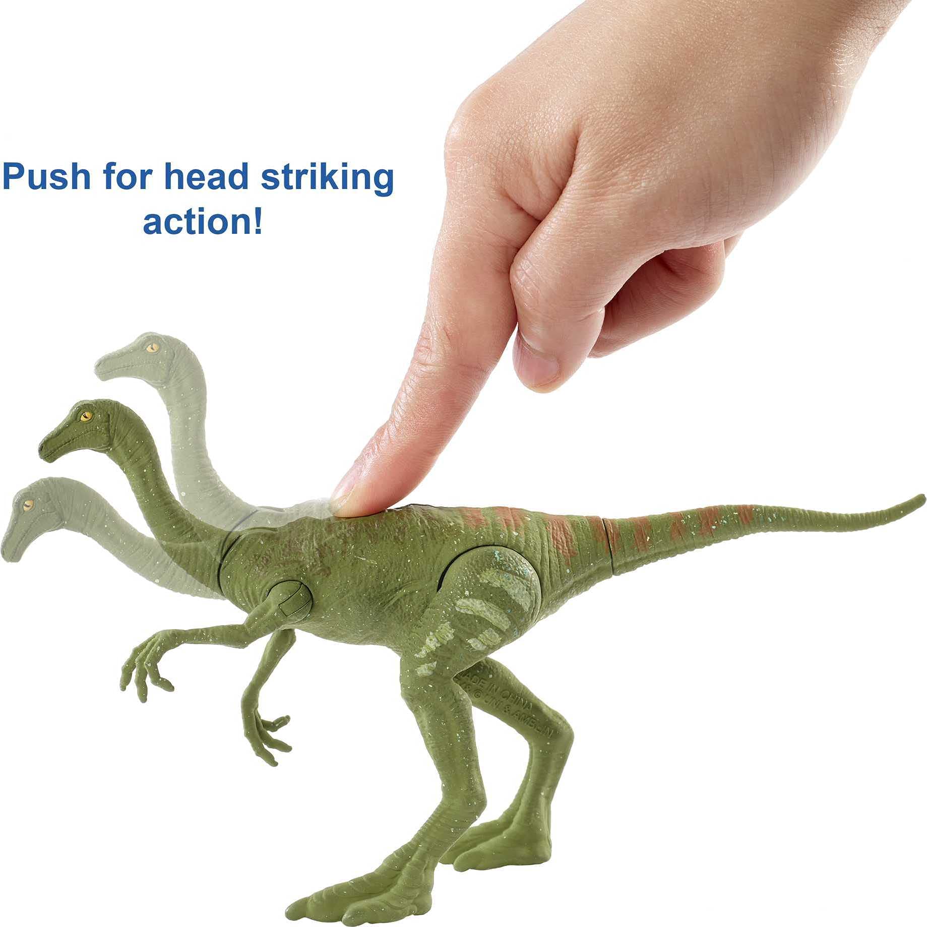 Mattel Jurassic World Gallimimus with movable joints for poseable battle scenes.