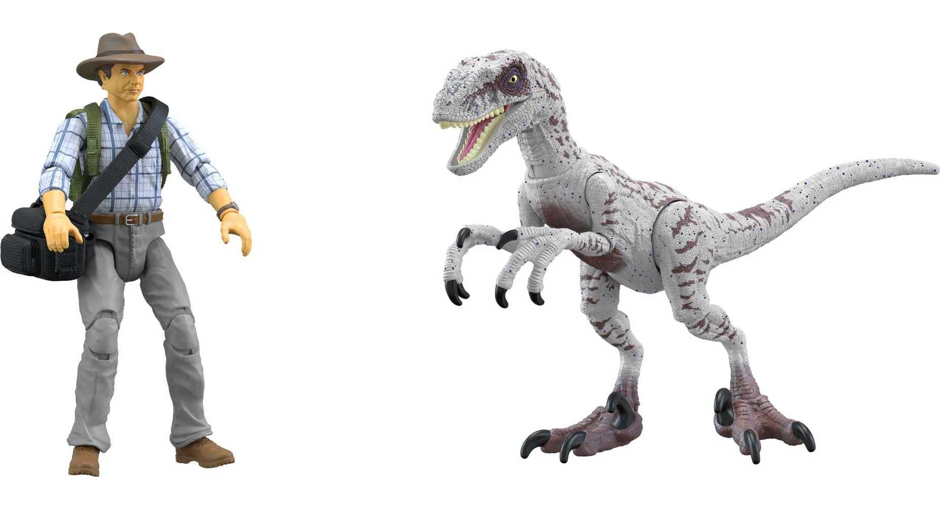 Mattel Jurassic World Hammond Velociraptor dinosaur with articulation for dynamic posing.