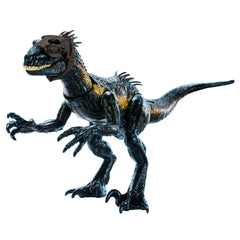 Mattel Jurassic World Indoraptor dino figure in dynamic battle pose for imaginative play.