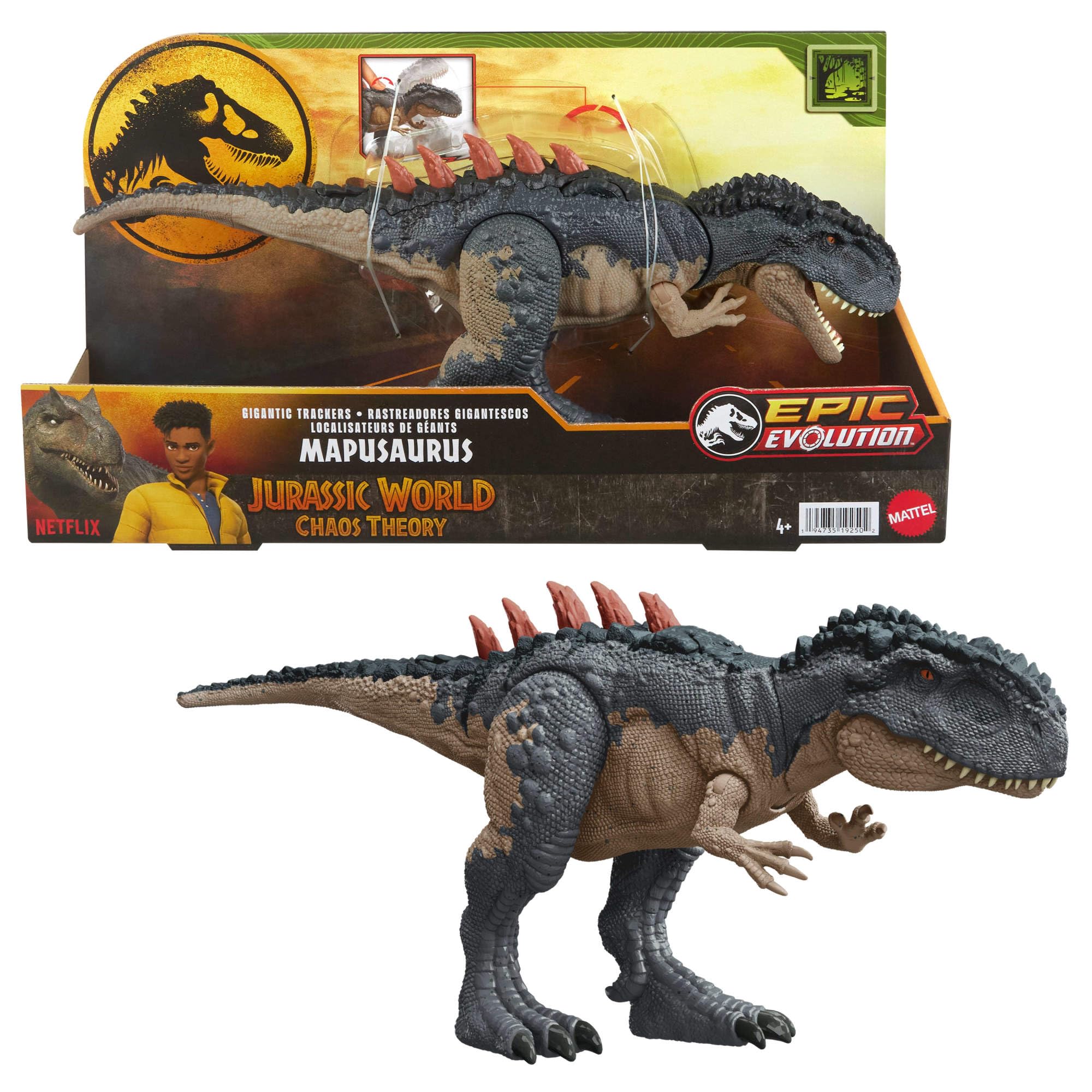 Mattel Jurassic World Mapusaurus delivers a fierce mega bite feature for dramatic play.