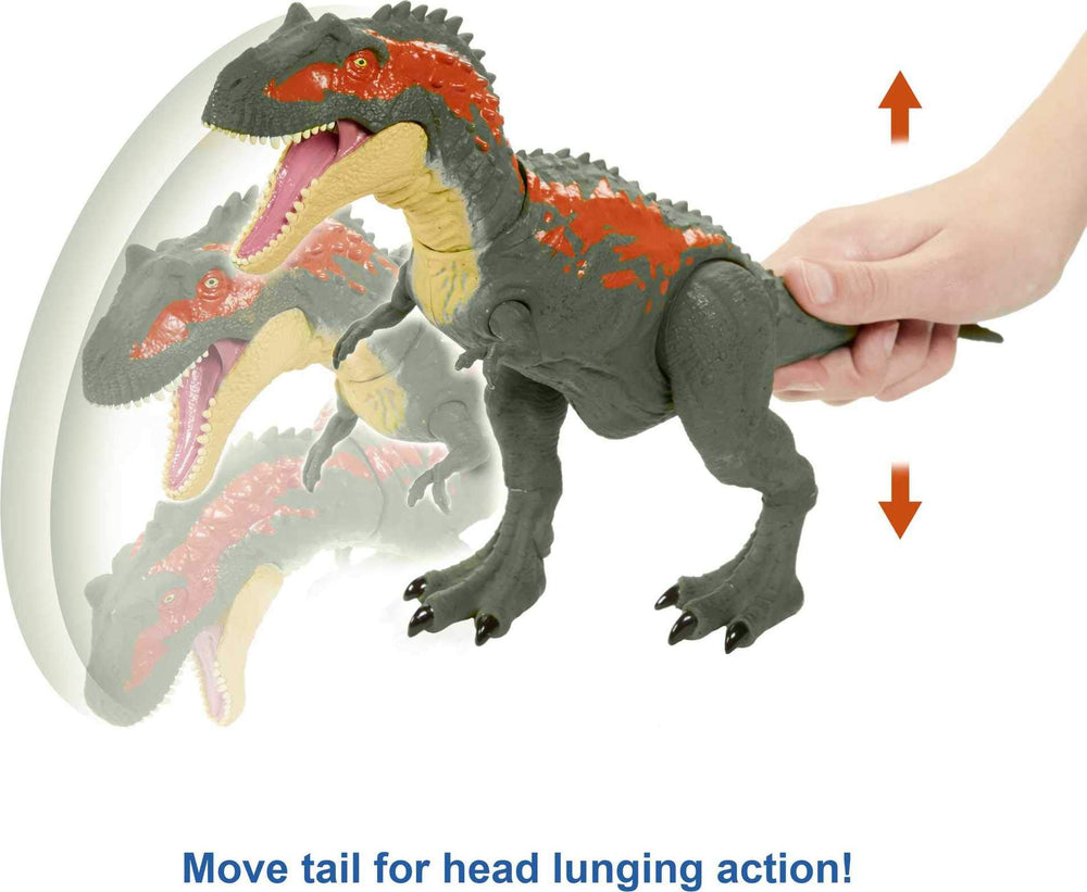 Mattel Albertosaurus figure showing chomping action for action-packed battles.