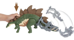 Mattel Jurassic World Mega Destroyers Stegosaurus for dino-escape battles and dynamic storytelling.
