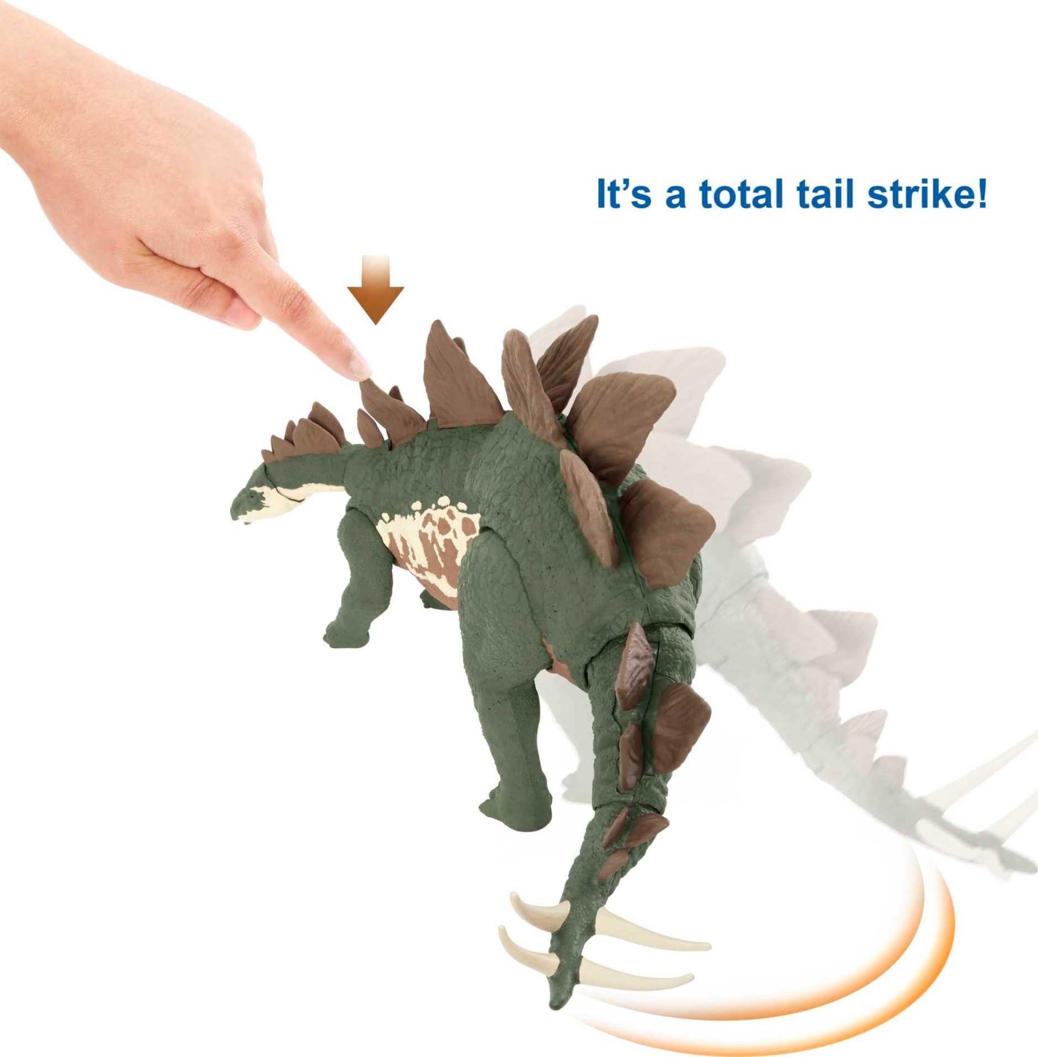 Mattel Jurassic World Mega Destroyers Stegosaurus realistic sculpting enhances display and imaginative storytelling.