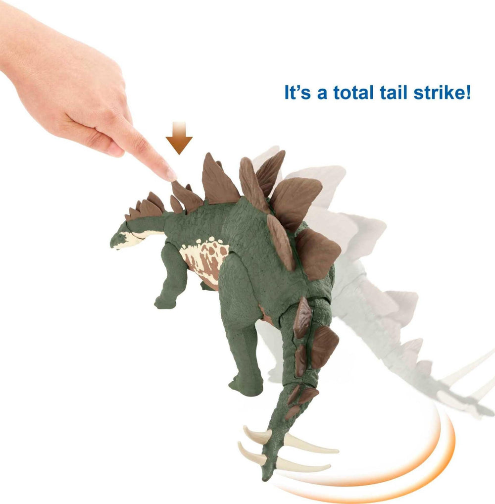 Mattel Jurassic World Mega Destroyers Stegosaurus realistic sculpting enhances display and imaginative storytelling.