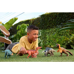 Mattel Nasutoceratops roaring action enhances dramatic dinosaur role-play experiences.