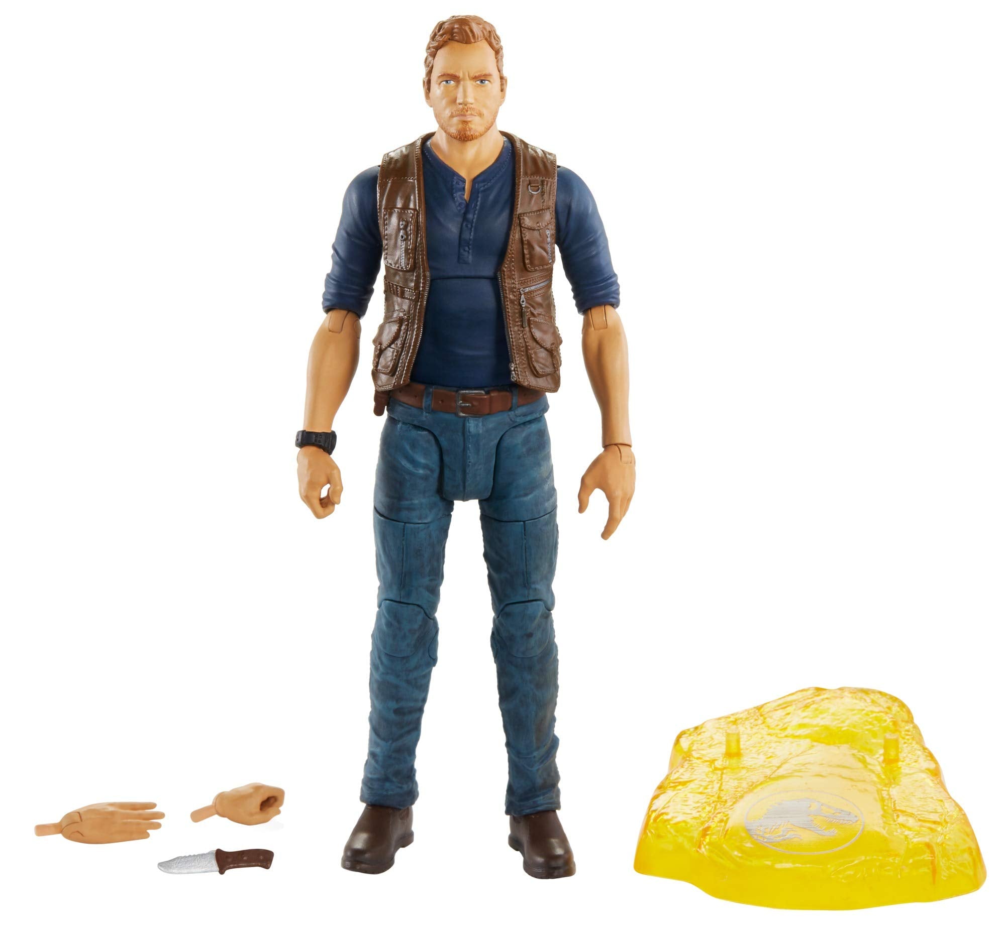 Mattel Jurassic World Owen Grady display stand for neat shelf setups