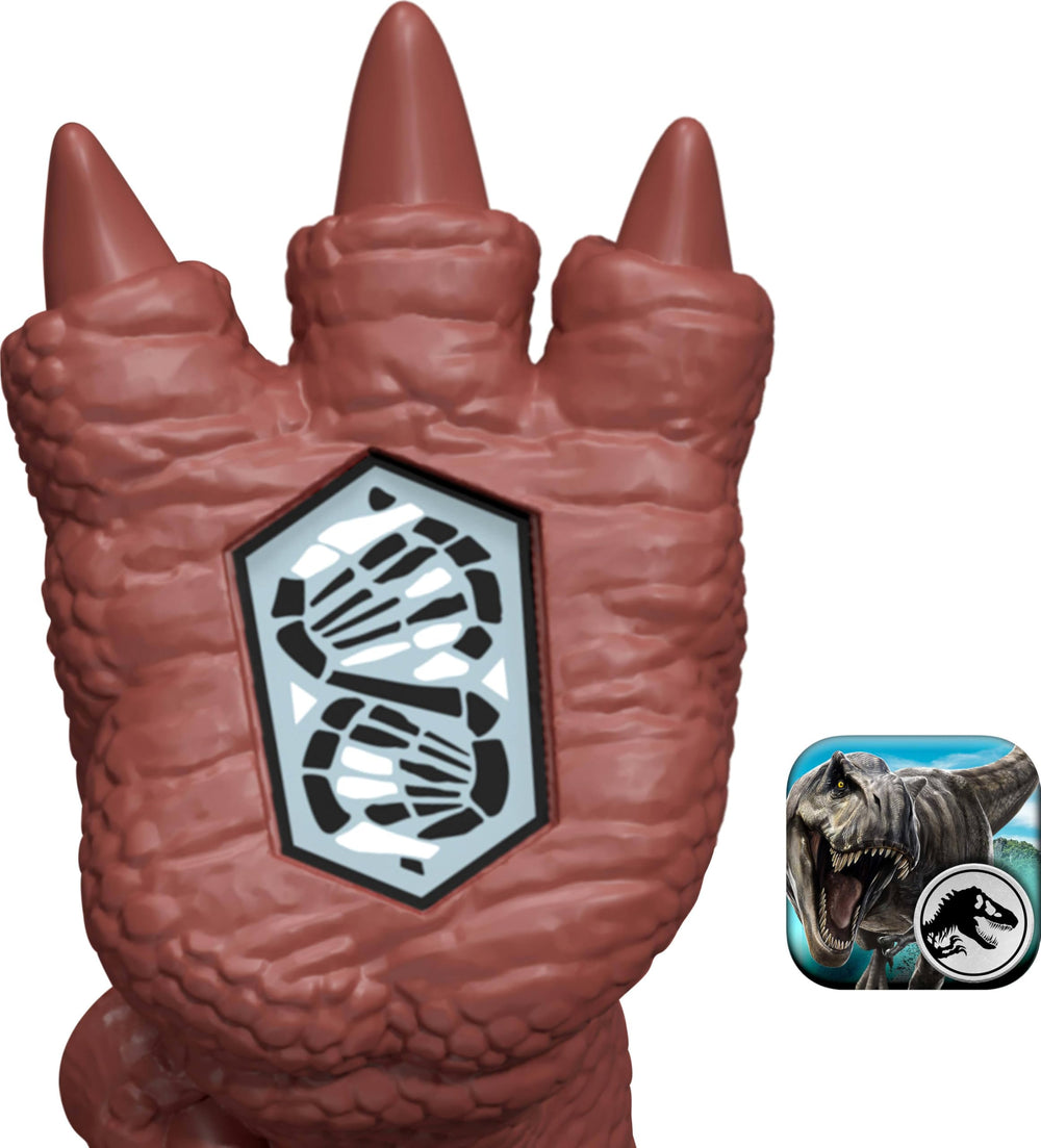 Mattel Jurassic World Rebirth Aucasaurus foot code unlocks digital AR dino.