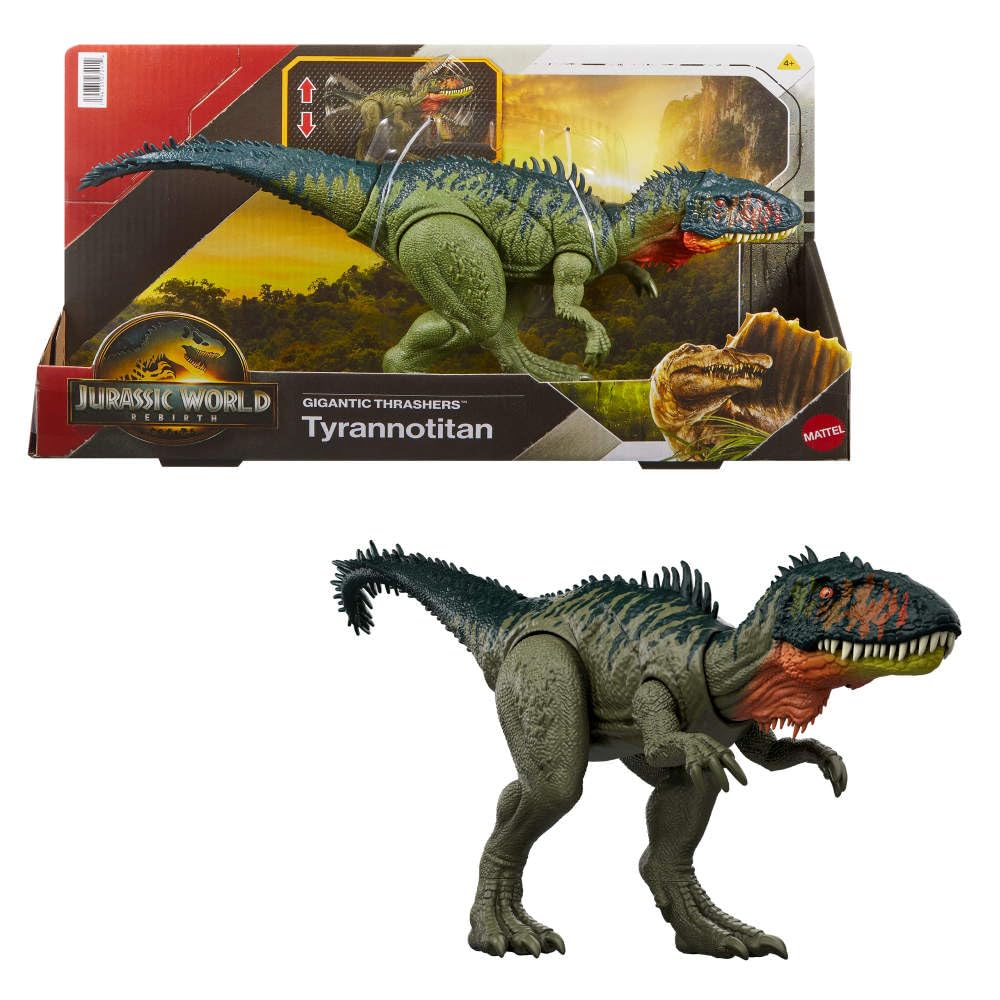 Mattel Tyrannotitian front view shows authentic sculpting for dramatic posing.